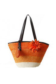 Fashion Woman Bag Striped Natural Straw Bags Woven Straw Shoulder Bag Handbag Lady Tourist Beach Bag