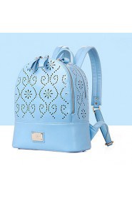 Women PU Bucket Backpack / Sports & Leisure Bag / School Bag / Travel Bag White / Blue / Black