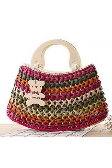 Women Straw Hobo Tote Blue / Yellow / Brown / Red / Fuchsia