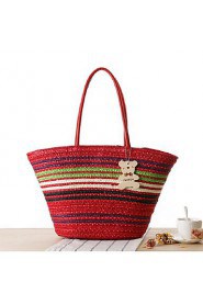 Women Casual Straw Tote Blue / Green / Yellow / Red / Black / Fuchsia