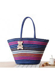 Women Casual Straw Tote Blue / Green / Yellow / Red / Black / Fuchsia