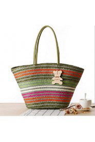 Women Casual Straw Tote Blue / Green / Yellow / Red / Black / Fuchsia