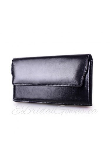 Women's Oil Wax Genuine Leather Oil Wax Clutches Wallet Fashion Multi Card Handbag wallet