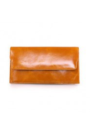 Women's Oil Wax Genuine Leather Oil Wax Clutches Wallet Fashion Multi Card Handbag wallet