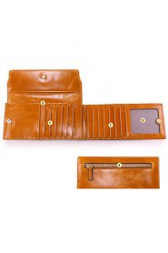 Women's Oil Wax Genuine Leather Oil Wax Clutches Wallet Fashion Multi Card Handbag wallet