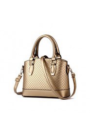 Women PU Shell Tote Gold / Black / Burgundy