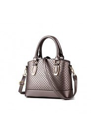 Women PU Shell Tote Gold / Black / Burgundy