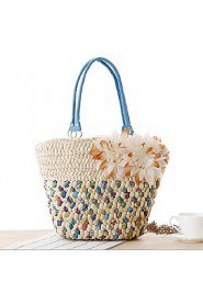 Women Casual Straw Tote Pink / Blue