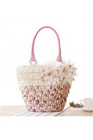 Women Casual Straw Tote Pink / Blue