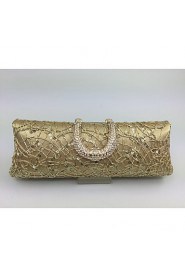 Women Silk Baguette Evening Bag Gold / Red / Silver / Black