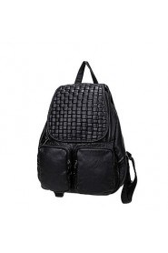 Women PU Bucket Backpack Black