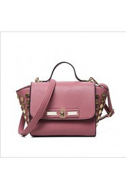 Women PU Shopper Tote White / Pink / Black