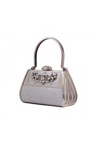 Women PVC / Metal Minaudiere Clutch / Evening Bag Silver