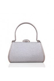 Women PVC / Metal Minaudiere Clutch / Evening Bag Silver