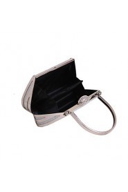 Women PVC / Metal Minaudiere Clutch / Evening Bag Silver