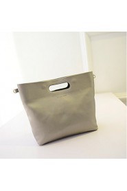 Women PU Shopper Shoulder Bag/Tote Silver/Black