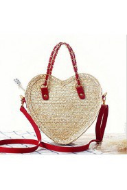 Women Casual Straw Tote Red / Black