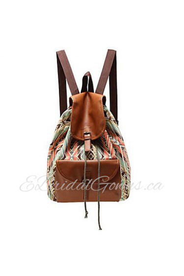 Women PU Bucket Backpack / Sports & Leisure Bag Brown / Black