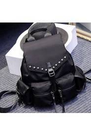 Women Nylon Bucket Backpack / School Bag / Travel Bag Black