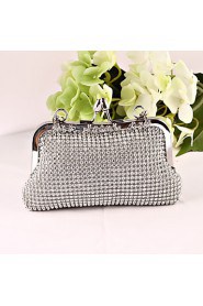 Women Metal / Satin Minaudiere Clutch / Evening Bag Gold / Silver / Black