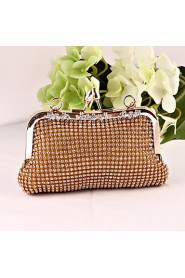 Women Metal / Satin Minaudiere Clutch / Evening Bag Gold / Silver / Black