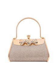 Women PVC / Metal Minaudiere Clutch / Evening Bag Gold