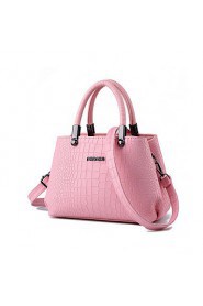 Women PU Shell Tote Pink / Black