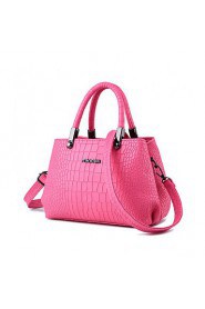 Women PU Shell Tote Pink / Black