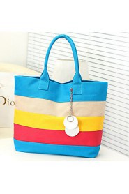 Women Canvas Shopper Tote Blue / Red / Black