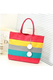 Women Canvas Shopper Tote Blue / Red / Black