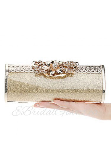 Women Metal Baguette Evening Bag Gold