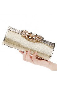 Women Metal Baguette Evening Bag Gold