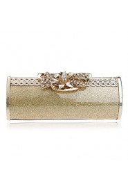 Women Metal Baguette Evening Bag Gold