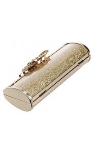 Women Metal Baguette Evening Bag Gold