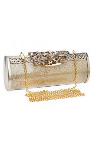 Women Metal Baguette Evening Bag Gold