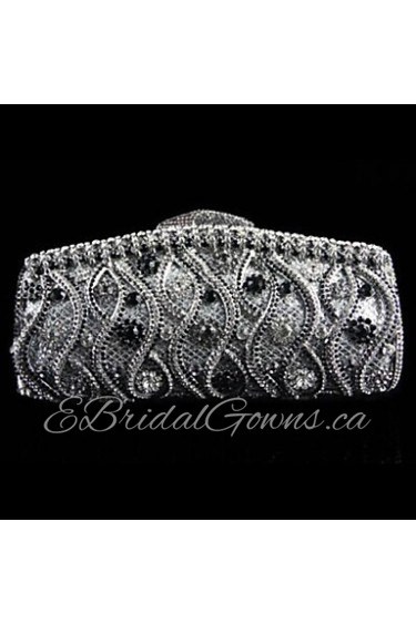 Women's Flower Design Rhinestone Clutch Cocktail Case