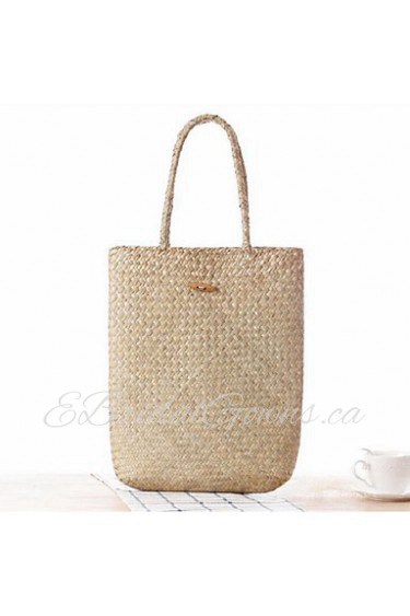 Women Casual Straw Tote White / Brown