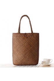 Women Casual Straw Tote White / Brown