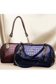 Women PU / Patent Leather Shell Shoulder Bag / Tote / Clutch Purple / Blue / Red / Black / Burgundy