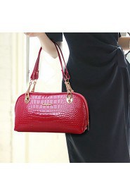 Women PU / Patent Leather Shell Shoulder Bag / Tote / Clutch Purple / Blue / Red / Black / Burgundy