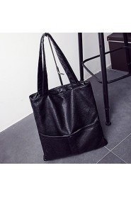 Women PU Shopper Shoulder Bag Black