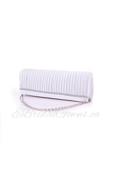 Women Satin Minaudiere Clutch / Evening Bag White / Pink