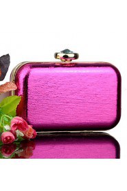 Women PU Minaudiere Clutch / Evening Bag Black / Fuchsia