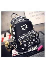 Women PU Backpack White / Black