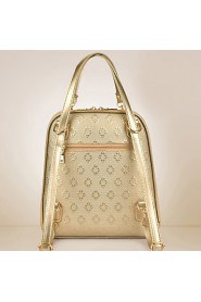 Women PU Bucket Backpack / Travel Bag Beige / Gold / Black