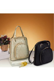 Women PU Bucket Backpack / Travel Bag Beige / Gold / Black