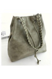 Women PU Shopper Tote Green / Gray / Black