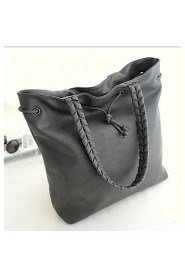 Women PU Shopper Tote Green / Gray / Black