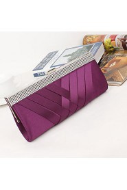 Women Silk / Metal Minaudiere Clutch / Evening Bag Purple / Blue / Black