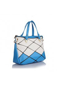 Women Cowhide Bowling Shoulder Bag / Tote Blue / Yellow